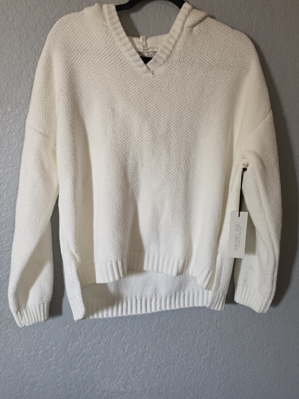 Rachel Zoe Cream V-Neck Textured Knit Sweater